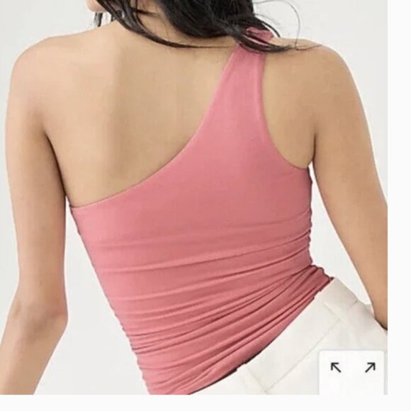 J.crew Form Knit One-Shoulder Tank Top (NWT) - Color-->Dark Flamingo - Picture 3 of 3